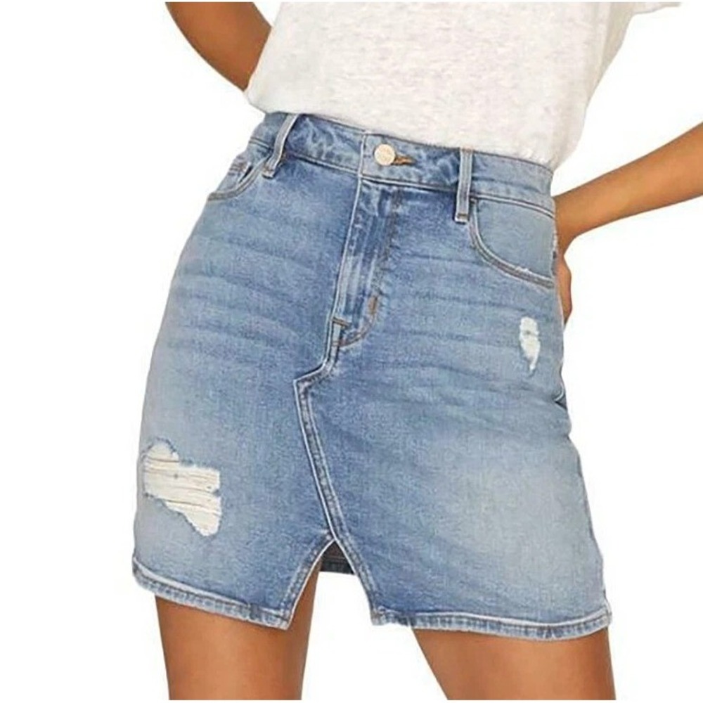 Sanctuary Denim Los Angeles Women's Leo Split Hem Distressed Mini Skirt Size 25